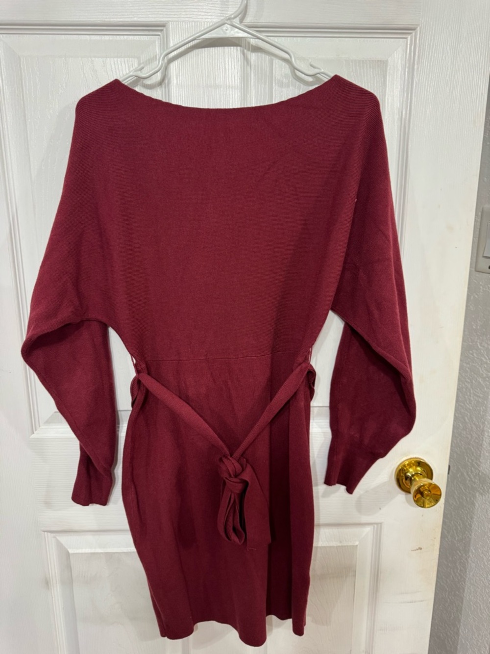 Amazon Women's Burgundy Knit Belted Dress